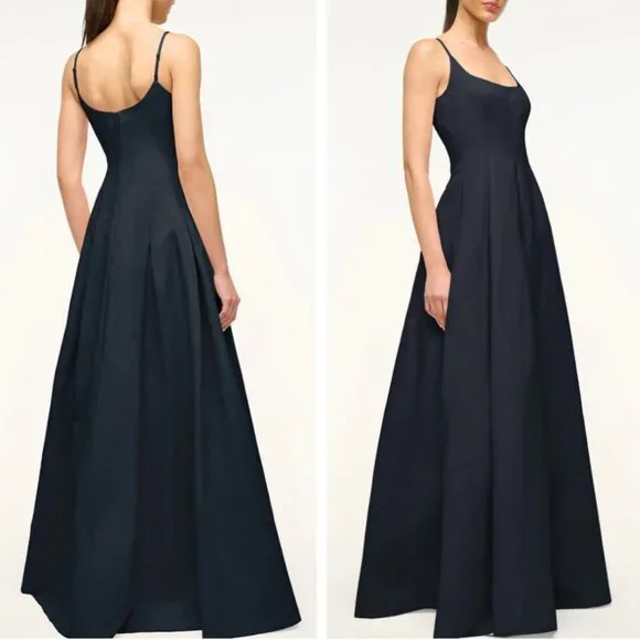 NWT STAUD Joy Maxi Dress Gown Sz12 Navy Blue Cocktail Formal Party Event - Picture 2 of 10